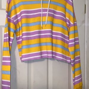Yellow & lavender copped hoodie
